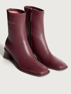 DATE BURGUNDER STIEFELETTE MIT ABSATZ